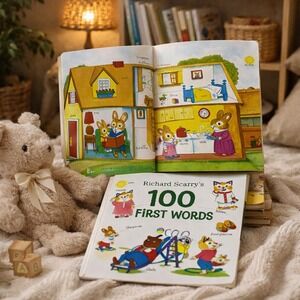 Richard Scarry 100 First Words Kids Book Busy World Learning Paperback